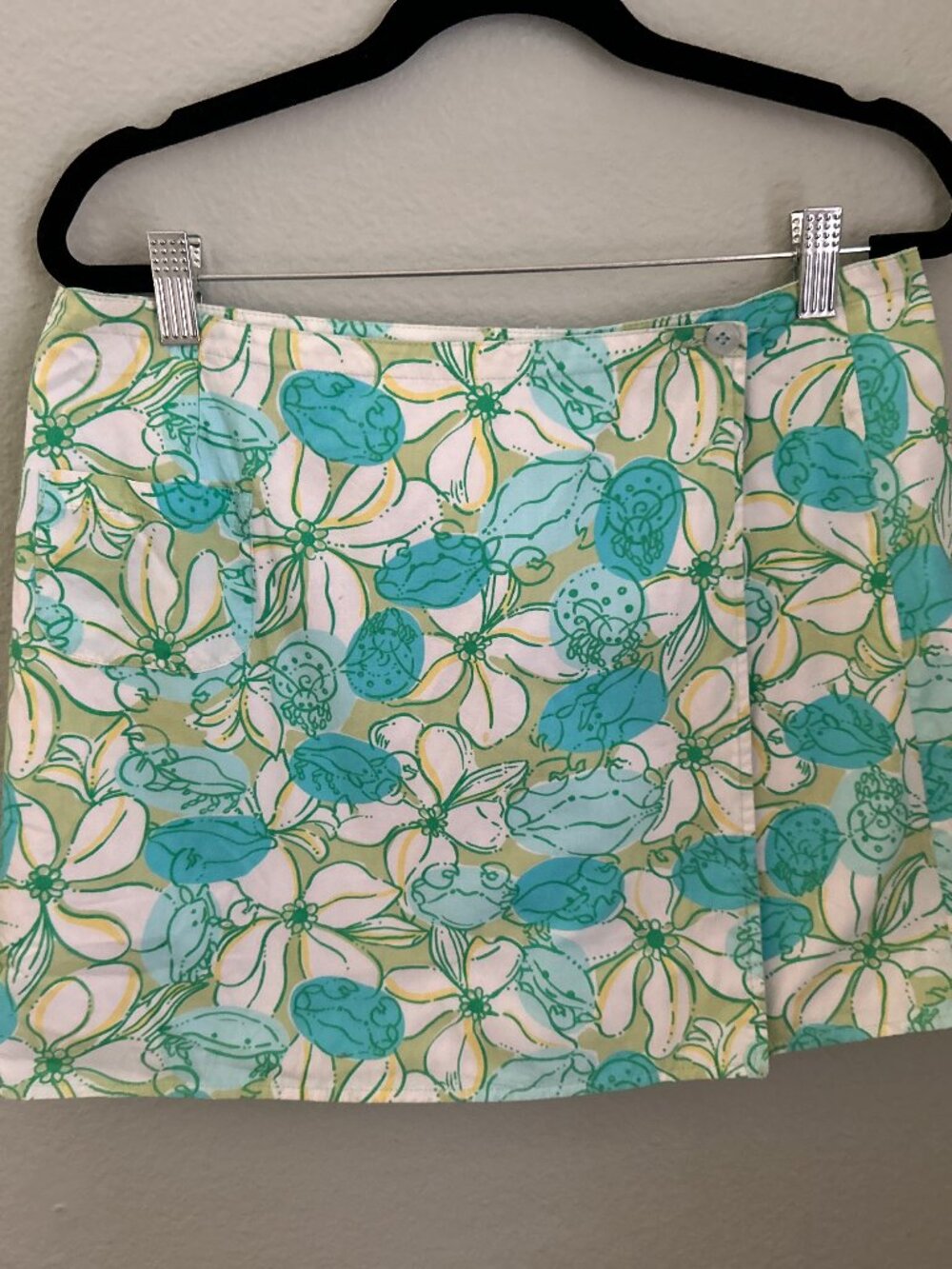 Vintage Lilly Pulitzer ~Reversible Wrap Skirt ~ 6 ~ Pockets ~ Seashells / Floral